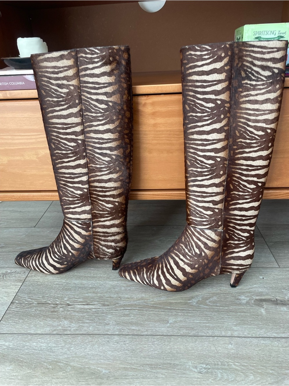 Women’s Brown Zebra-Print pony hair Boots - Picture 5 of 6